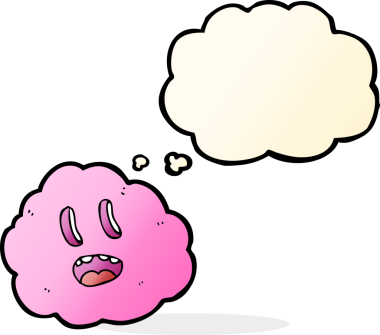 Bir insan tarafından çizilmiş düşünce baloncuklu karikatür.