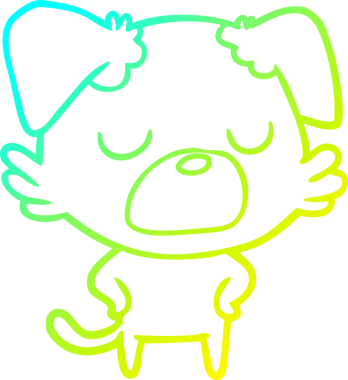 Bir insan tarafından çizilen çizgi film köpeğinin soğuk gradyan çizgisi.