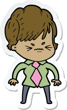 Bir insan tarafından çizilmiş, hayal kırıklığına uğramış bir kadının çıkartması.