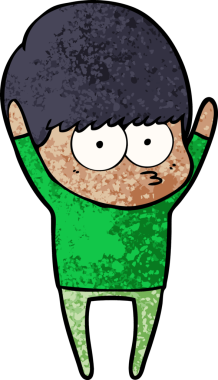 Bir insan tarafından çizilmiş esneme çizgi film çocuğu.