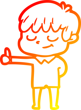 Bir insan tarafından çizilen mutlu bir çocuğun sıcak çizgi çizimi.