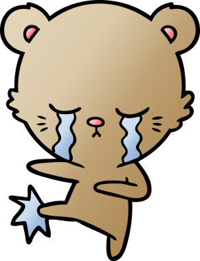 Bir insan tarafından çizilmiş ağlayan ayı karikatürü.