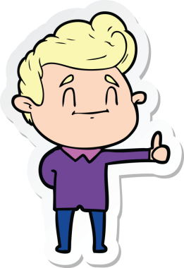 Bir insan tarafından çizilmiş mutlu bir çizgi film karakterinin çıkartması.