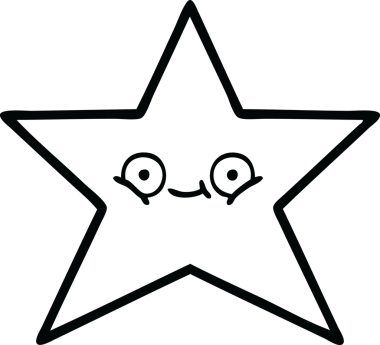 Bir insan tarafından çizilmiş altın yıldızın çizgi çizimi.