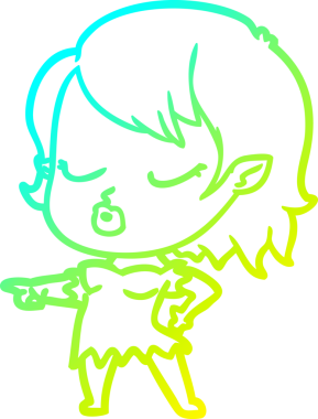 Soğuk gradyan çizgisi, bir insan tarafından çizilmiş şirin bir vampir kız çizgi filmi.