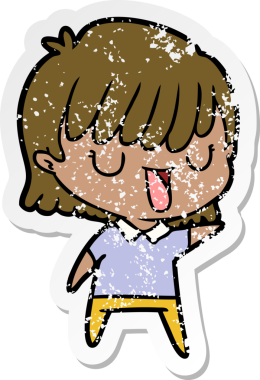 Bir insan tarafından çizilmiş karikatür bir kadının sıkıntılı çıkartması.