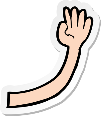 Bir insan tarafından çizilmiş bir karikatür kolunun çıkartması.