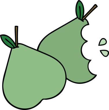 Bir insan tarafından çizilmiş yeşil armut karikatürü.