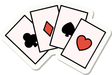 Bir insan tarafından çizilmiş kartların geleneksel stiliyle dövme çıkartması