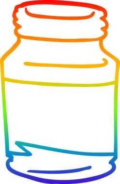 gökkuşağı gradyan çizgi çizimi bir insan tarafından çizilmiş cam bir kavanoz