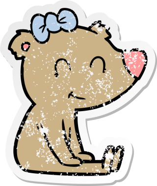 Oturan bir dişi ayının insan tarafından çizilmiş sıkıntılı çıkartması.