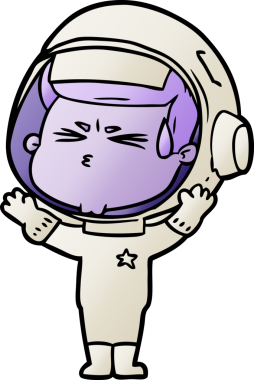 Çizgi film bir insan tarafından çizilmiş astronot.