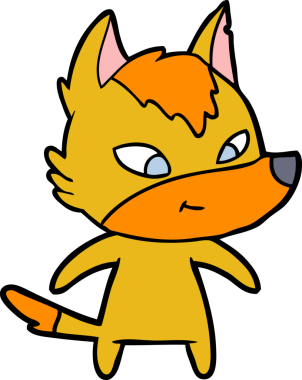 Bir insan tarafından çizilmiş tilki çizgi film karakteri