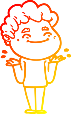 Bir insan tarafından çizilmiş, karikatür dostu bir adamın sıcak çizgi çizimi