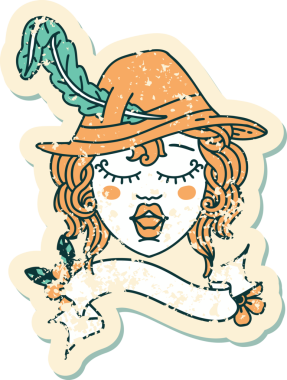 Retro Dövme Tarzı İnsan Ozan Karakteri Yüzü Bir İnsan Tarafından Çizildi