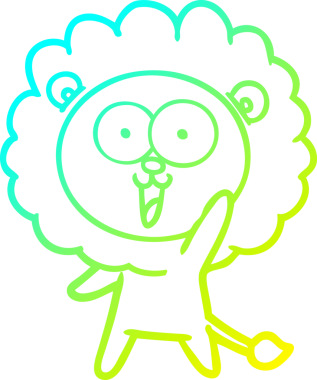 Bir insan tarafından çizilmiş mutlu çizgi film aslanı çizimi.