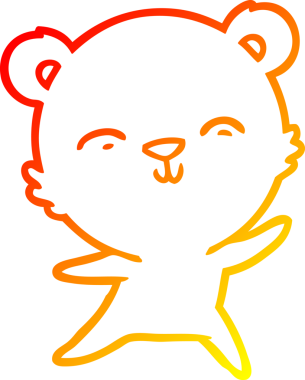 Bir insan tarafından çizilmiş mutlu bir kutup ayısının çizgi çizimi.