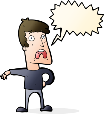 Bir insan tarafından çizilmiş konuşma balonlu bir karikatür şikayet adamı