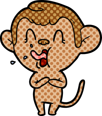 Bir insan tarafından çizilmiş çılgın çizgi film maymunu