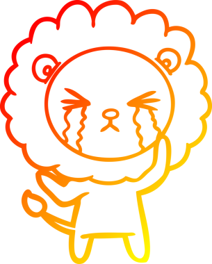 Bir insan tarafından çizilmiş, ağlayan bir aslanın çizgi çizimi.