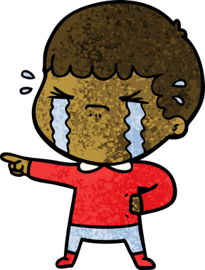 Bir insan tarafından çizilmiş ağlayan çizgi film adamı.