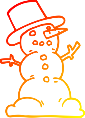 Bir insan tarafından çizilmiş geleneksel bir kardan adamın sıcak çizgi çizimi