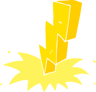 Bir insan tarafından çizilmiş yıldırımın düz renk çizimi