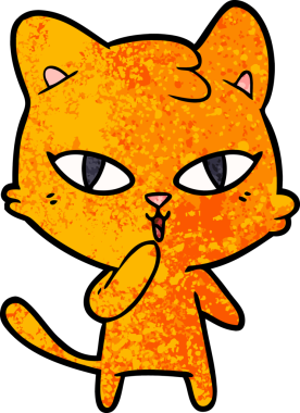 Bir insan tarafından çizilmiş çizgi film kedisi.