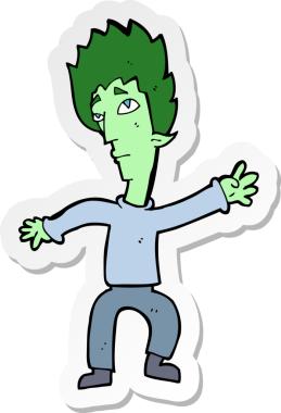 Bir insan tarafından çizilmiş bir vampir adamın çıkartması.