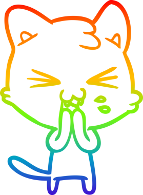 Gökkuşağı gradyan çizgi çizimi Bir insan tarafından çizilmiş bir çizgi kedi tıslama