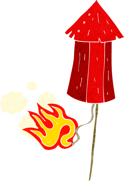 Bir insan tarafından çizilmiş eski bir havai fişek roketi.