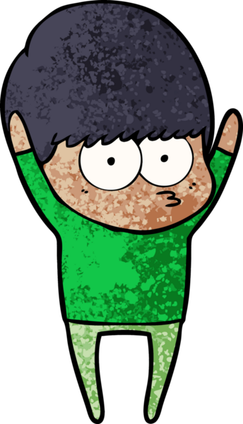 Bir insan tarafından çizilmiş esneme çizgi film çocuğu.