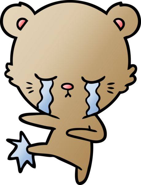 Bir insan tarafından çizilmiş ağlayan ayı karikatürü.