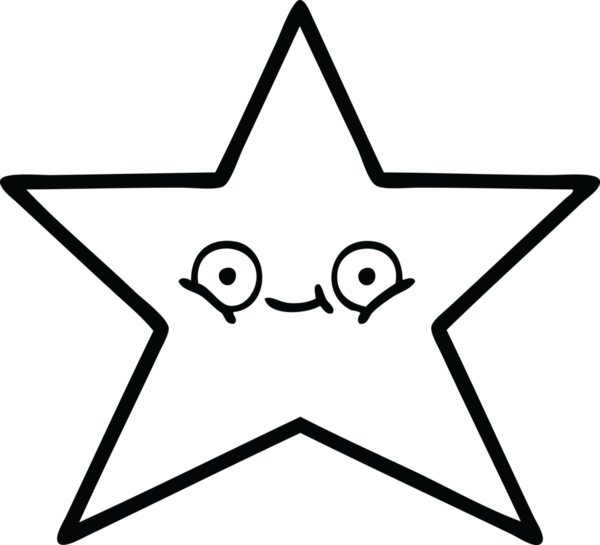 Bir insan tarafından çizilmiş altın yıldızın çizgi çizimi.