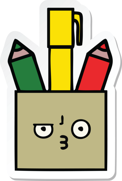 Bir insan tarafından çizilmiş şirin bir kalem kapının çıkartması.