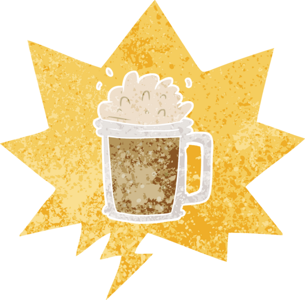 Bir insan tarafından çizilmiş, grunge dertli retro tarzı konuşma baloncuklu çizgi film birası.