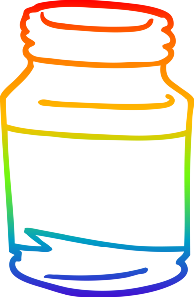 gökkuşağı gradyan çizgi çizimi bir insan tarafından çizilmiş cam bir kavanoz