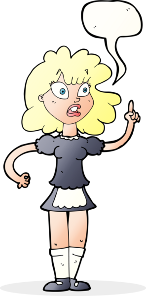 Bir insan tarafından çizilmiş konuşma balonu olan endişeli bir hizmetçi.