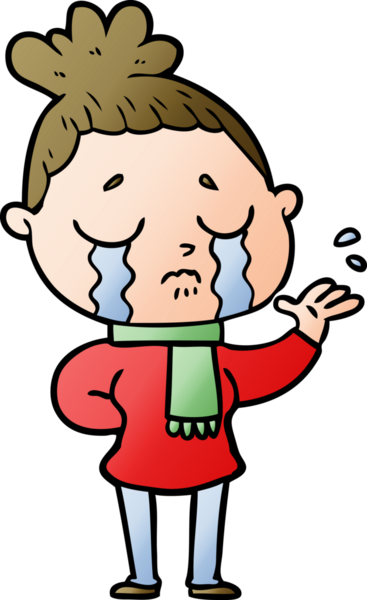 Bir insan tarafından çizilmiş ağlayan kadın çizgi filmi.