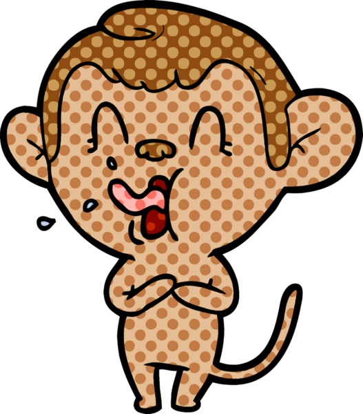 Bir insan tarafından çizilmiş çılgın çizgi film maymunu