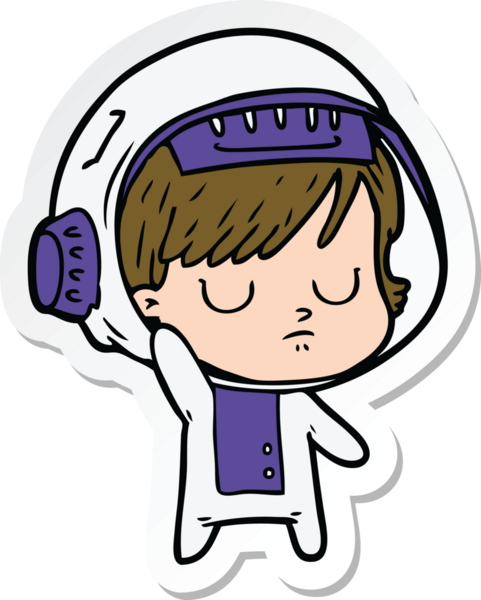 Bir insan tarafından çizilmiş astronot bir kadının çıkartması.