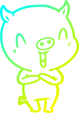 Bir insan tarafından çizilmiş mutlu çizgi film domuzu çizimi.