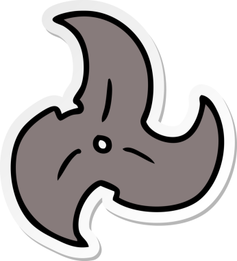 Bir insan tarafından çizilmiş tek bir ninja yıldızının el çizimi karikatürü.