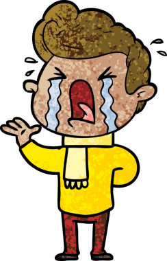 Bir insan tarafından çizilmiş ağlayan bir karikatür.