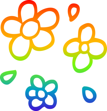 Bir insan tarafından çizilmiş karikatür desenli çiçeklerin çizimi.