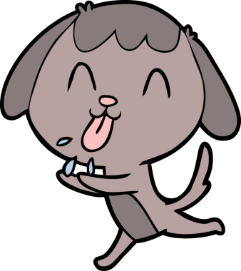 Bir insan tarafından çizilmiş şirin bir çizgi film köpeği.