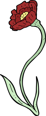 Bir insan tarafından çizilmiş karikatür çiçeği