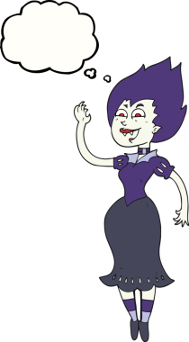 Bir insan tarafından çizilmiş serbest çizim baloncuk vampir kız.