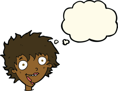 Bir insan tarafından çizilmiş düşünce balonlu çılgın kadın.