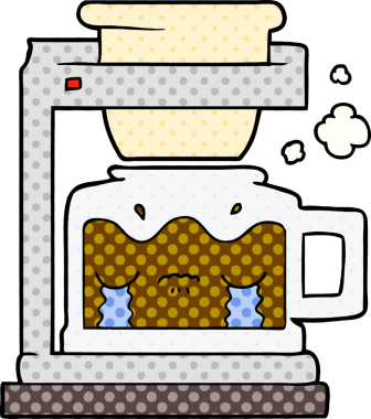 çizgi film ağlama filtresi bir insan tarafından çizilmiş kahve makinesi